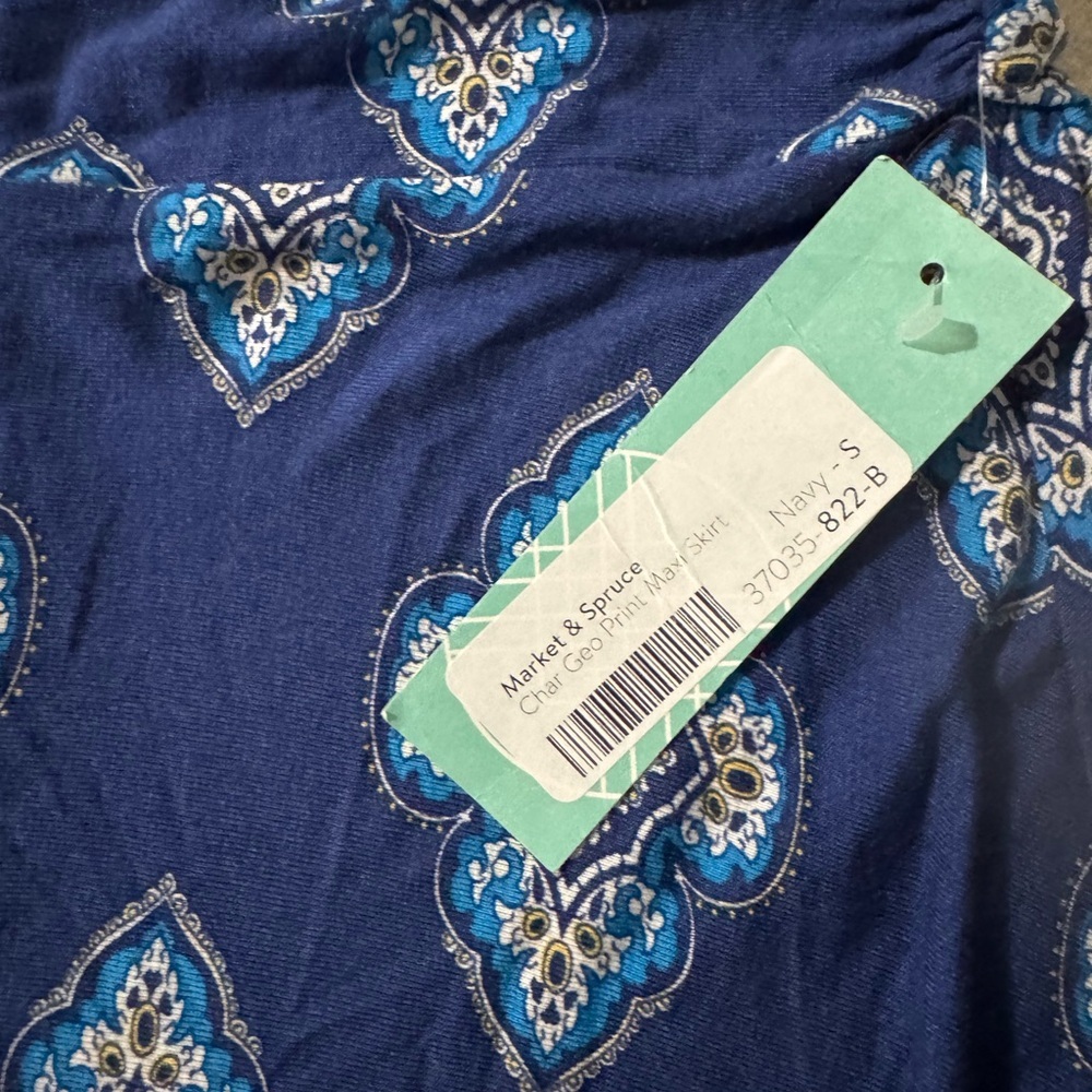NWT Market & Spruce Navy Geometric Maxi Skirt Size S - Picture 5 of 5